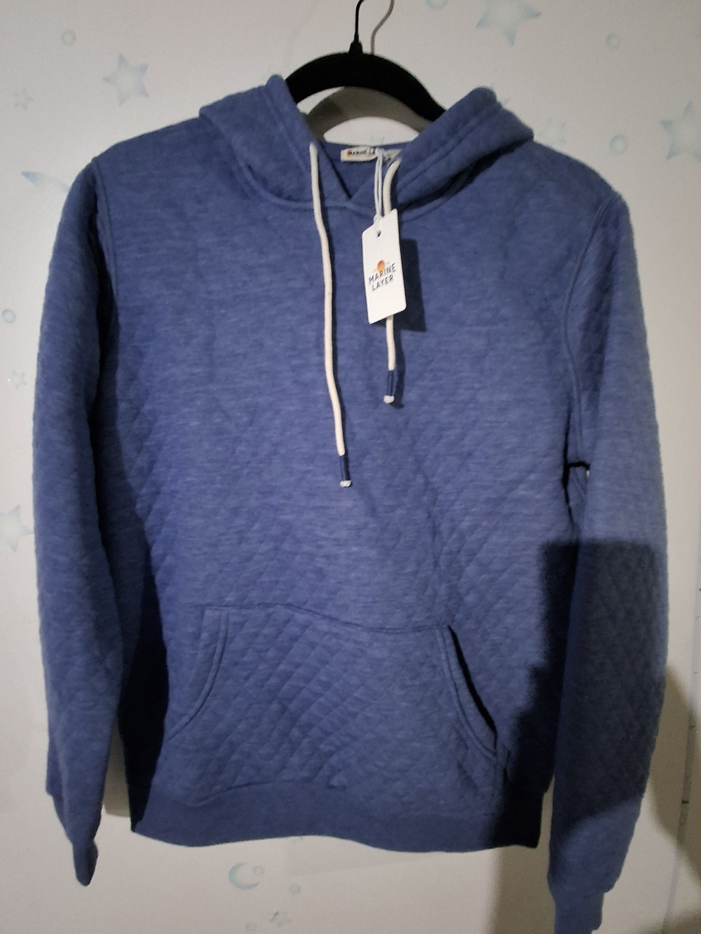 NWT Marine Layer Quilted Blue Pullover Hoodie Small